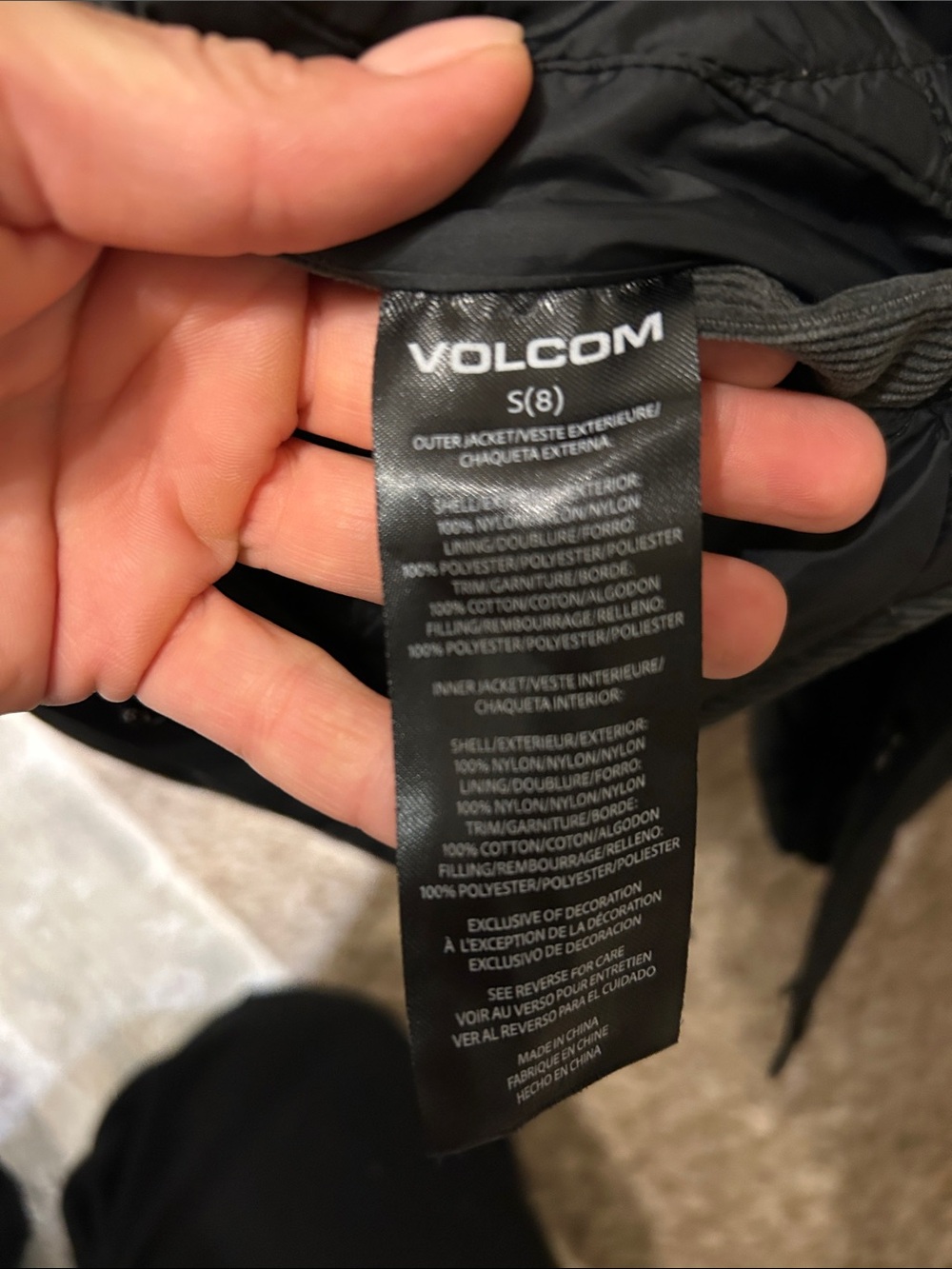 Volcom Black Boys' Hooded Puffer Jacket with Corduroy Yoke - Picture 3 of 4
